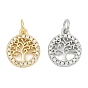 Латунные микропаве прозрачные кубические циркониевые подвески, плоские круглые с деревом, без кадмия и без свинца, долговечный, стойки покрытие, с целью перехода в кольце