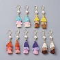 Polycotton Tassel Dangle Earrings, with Natural Cultured Freshwater Pearl Beads and  Brass Earring Hooks