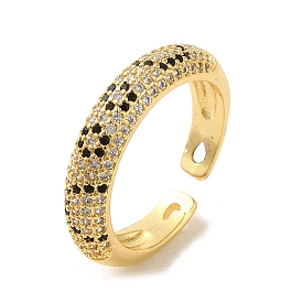 Flower Brass Micro Pave Clear Cubic Zirconia Cuff Rings for Women