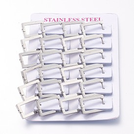 304 Stainless Steel Huggie Hoop Earrings, Rectangle