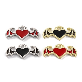 Alloy Enamel Pendants, Heart with Wing Charm