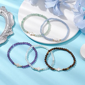 Браслеты из натурального смешанного драгоценного камня из бисера, с крестом из пресноводного жемчуга