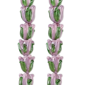 Handmade Lampwork Beads Strands, Tulip