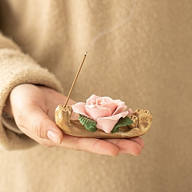 Rose Porcelain Incense Burners, Incense Holders, Home Office Teahouse Zen Buddhist Supplies