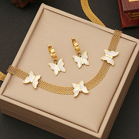 Fashion Stainless Steel Necklace with Butterfly Lock and Shell Pendant