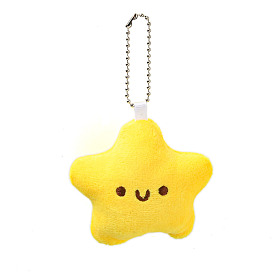 Cute Star Plush Pendant Decoration, Iron Ball Chain for Backpack Key Chain Ornaments