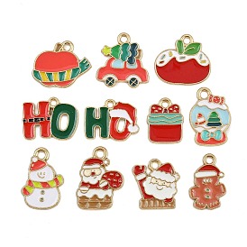 Подвески из эмалевого сплава с рождественской тематикой, золотые