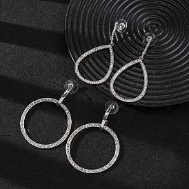 Серьги-гвоздики из сплава и хрустальных стразов, платина