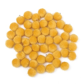 Подвески из искусственного норкового меха, со сплавочной фурнитурой, круглые, золотые