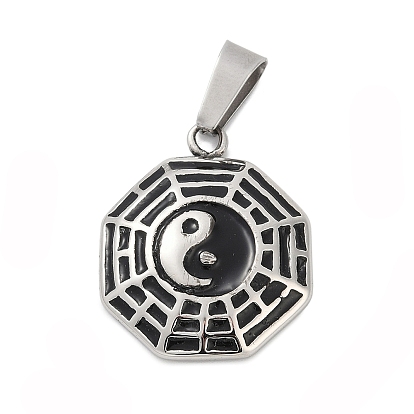 316 хирургические эмалевые подвески из нержавеющей стали, китайский буддизм багуа с инь-янским шармом