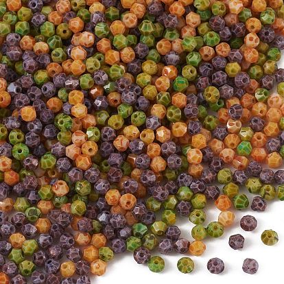 60G 5 Colors Picasso Glass Seed Beads, Round Hole, Bicone, Faceted