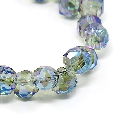 Half Plated Faceted Glass Teardrop Beads, 8x8mm, Hole: 1mm