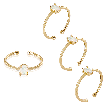 Opalite Cuff Rings, Open Rings, with Brass Findings, Lead Free & Cadmium Free