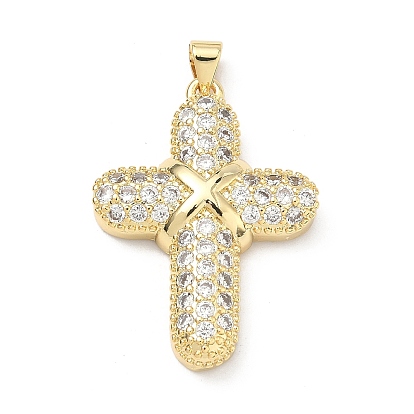 Латунные микро проложить кубического циркония подвески, крест прелести, долговечный, стойки покрытие, без свинца и без кадмия