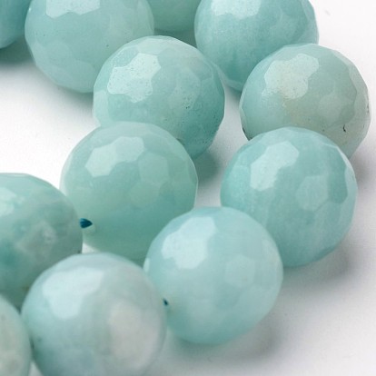 Faceted Natural Amazonite Round Beads Strands