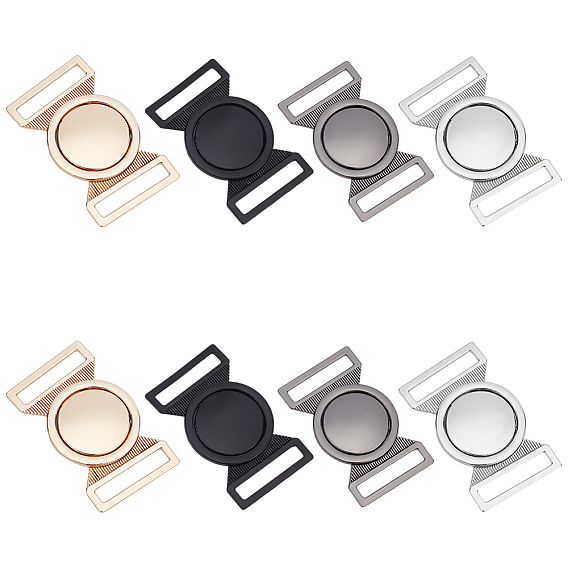 8 наборы 4 цвета пряжки из сплава, аксессуары для одежды, плоско-круглые