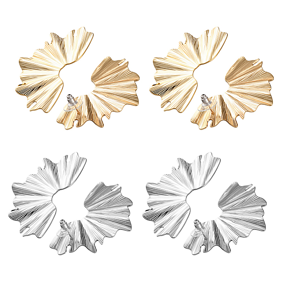 4 пары 2 цветные железные серьги-гвоздики, вентилятор, слева и справа
