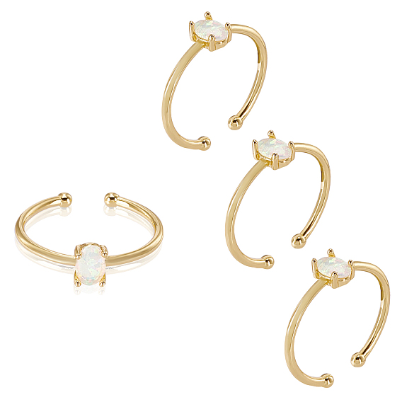 Opalite Cuff Rings, Open Rings, with Brass Findings, Lead Free & Cadmium Free