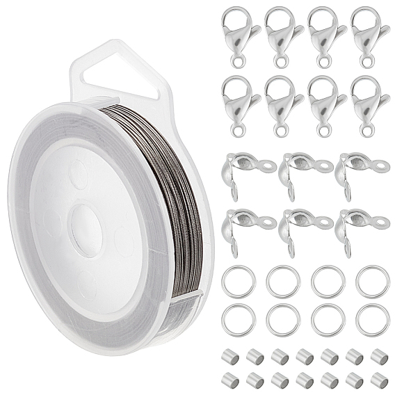 Набор для самостоятельного изготовления бисерных украшений, включить латунные обжимные бусины, 304 из нержавеющей стали советы шарик, застежка когтя омара, Кольца прыжок, Проволока для тигра