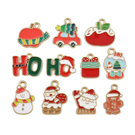 Подвески из эмалевого сплава с рождественской тематикой, золотые