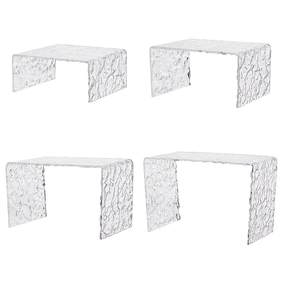 4шт. прямоугольные акриловые подставки для дисплеев, органайзер для бижутерии с эффектом водной ряби для духов, мелкие предметы, хранение фигурок