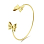 Rack Plating Brass Bowknot Open Cuff Bangles, Torque Bangles for Women, Cadmium Free & Lead Free, Long-Lasting Plated