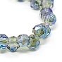 Half Plated Faceted Glass Teardrop Beads, 8x8mm, Hole: 1mm