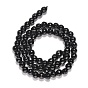Pierre noire brins de perles, teint, à facettes (64 facettes), ronde