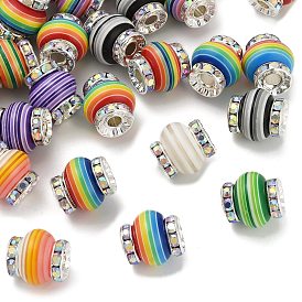 Бусины из смоляных стразов в форме фонаря с полосатым узором, с латунным, для браслетов, , декор ручки, без кадмия и без свинца