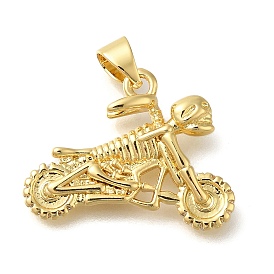 Rack Plating Brass Pendants, Long-Lasting Plated, Lead Free & Cadmium Free, Motorbike Charms