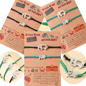 Stainless Steel Elephant Mother Daughter Bracelet Set - Creative Back to School Gift for Women and Girls