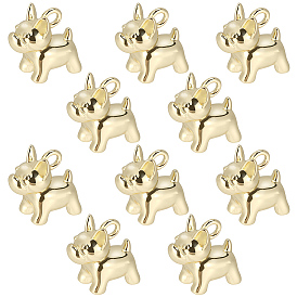 10 шт. Латунные подвески, собака прелести, без свинца и без кадмия, стойки покрытие, долговечный