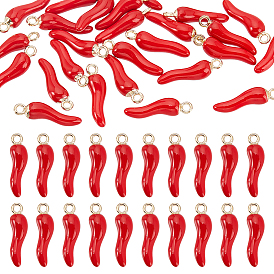 40 шт. Подвески из сплава эмали, рог изобилия / итальянский рог корничелло амулеты, золотые