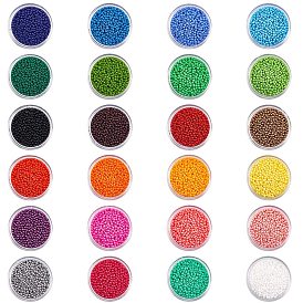 24 Colors Grade A Glass Seed Beads Sets, Round, 12/0