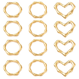 12 шт. 3 стиль вакуумное покрытие pvd 304 соединительные кольца из нержавеющей стали, кольцо и сердце