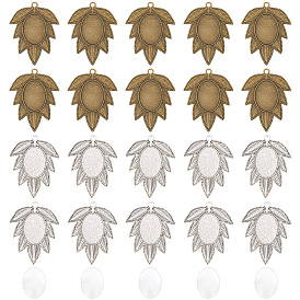 Набор для самостоятельного изготовления подвески в виде листа, в том числе подвеска в тибетском стиле с подвеской в виде кабошона, Кабошоны из стекла