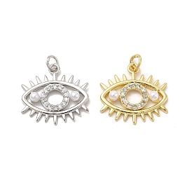 Brass Micro Pave Cubic Zirconia Pendants, with Jump Ring, Eye Charm