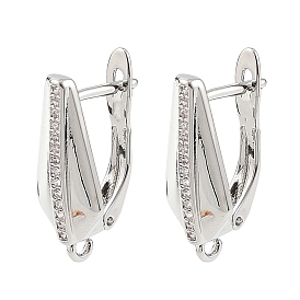 Apprêts de boucles d'oreilles créoles en laiton Shegrace avec micro-pavé de zircone cubique, avec boucle, sans cadmium et sans plomb et sans nickel