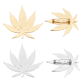 Unicraftale 4Pcs 2 Colors Leaf Brooch, 201 Stainless Steel Lapel Pin for Backpack Clothes