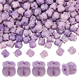150шт. непрозрачные бусины из искусственной ракушки из смолы, сиреневые