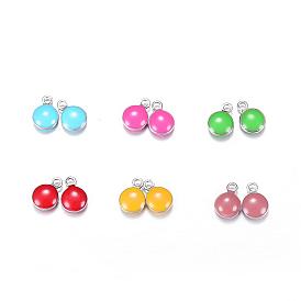 304 Stainless Steel Enamel Charms, Enamelled Sequins, Flat Round