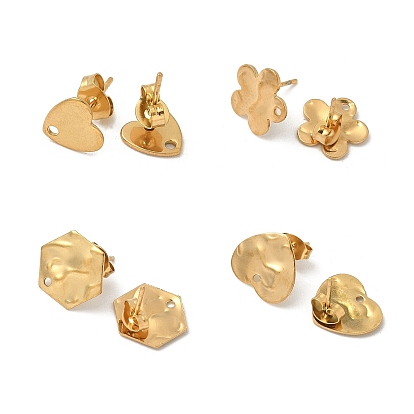 304 находка серег из нержавеющей стали, с горизонтальными петлями, ионное покрытие (ip), реальный 18 k позолоченный