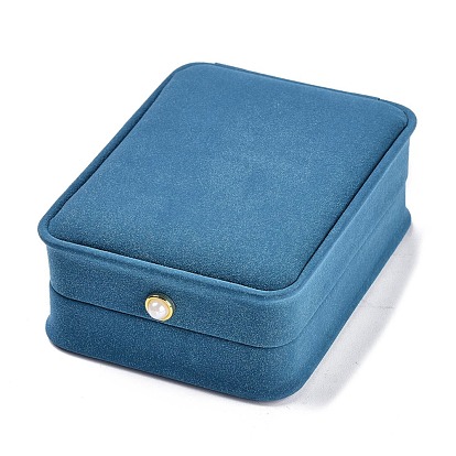 Cajas de regalo con colgante de imitación de cuero, con perla de acrílico, para la boda, caja de almacenamiento de joyas, Rectángulo
