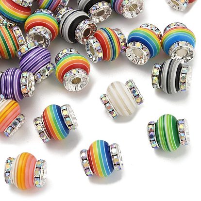 Бусины из смоляных стразов в форме фонаря с полосатым узором, с латунным, для браслетов, , декор ручки, без кадмия и без свинца