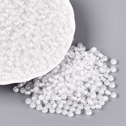 FGB Glass Seed Beads, Inside Colours Lustered, Grade A, Round