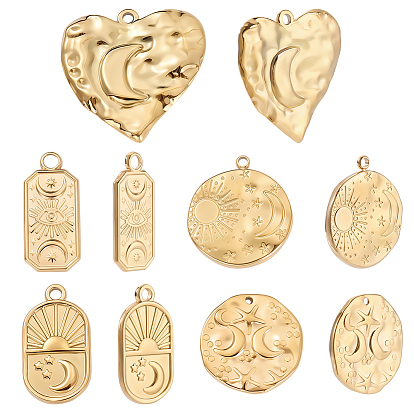 10 шт. 5 стиль: луна и звезды 304 подвески из нержавеющей стали, разнообразные