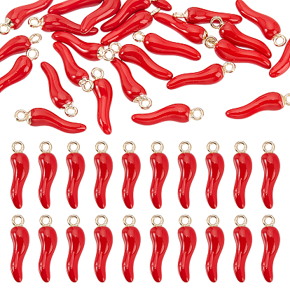 40 шт. Подвески из сплава эмали, рог изобилия / итальянский рог корничелло амулеты, золотые