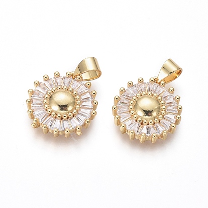 Латунные микро проложить кубического циркония подвески, плоско-круглые, прозрачные