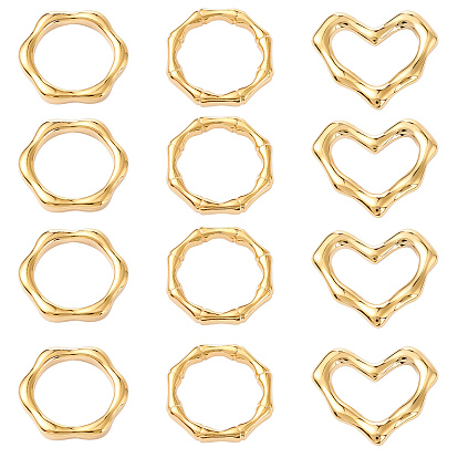 12 шт. 3 стиль вакуумное покрытие pvd 304 соединительные кольца из нержавеющей стали, кольцо и сердце