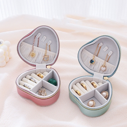 PU Leather Jewelry Box, Travel Portable Jewelry Case, Zipper Storage Boxes, for Necklaces, Rings, Earrings and Pendants